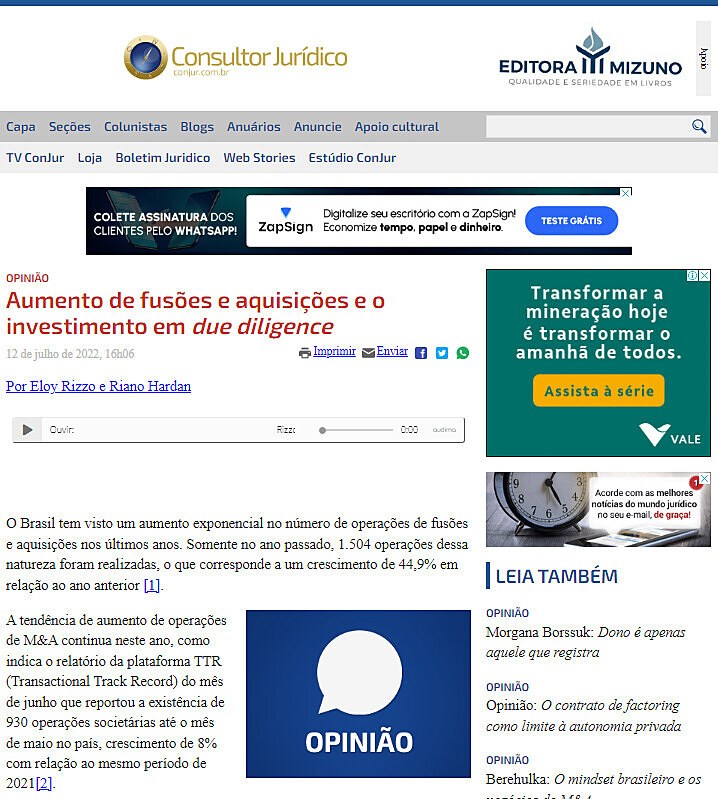 Aumento de fuses e aquisies e o investimento em due diligence